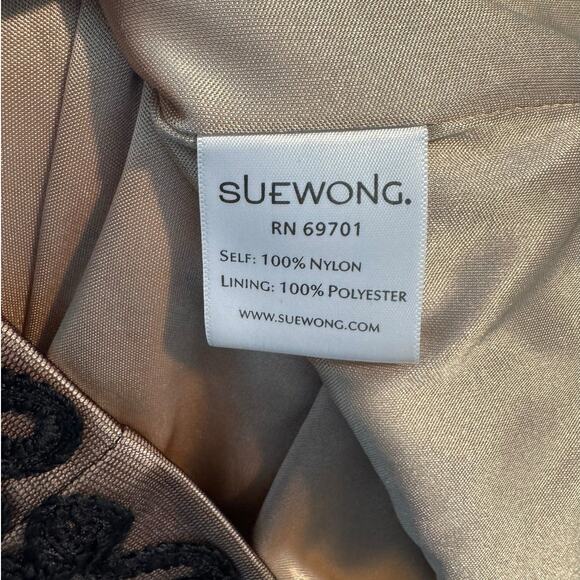 Sue Wong Nocturne Black Beaded Dress Size 12 Short Sleeve Floral Cocktail Party - Picture 9 of 10